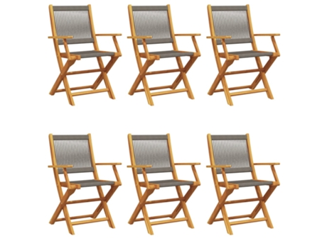 Conjunto 6 Silla De Jardín VIDAXL Gris Madera