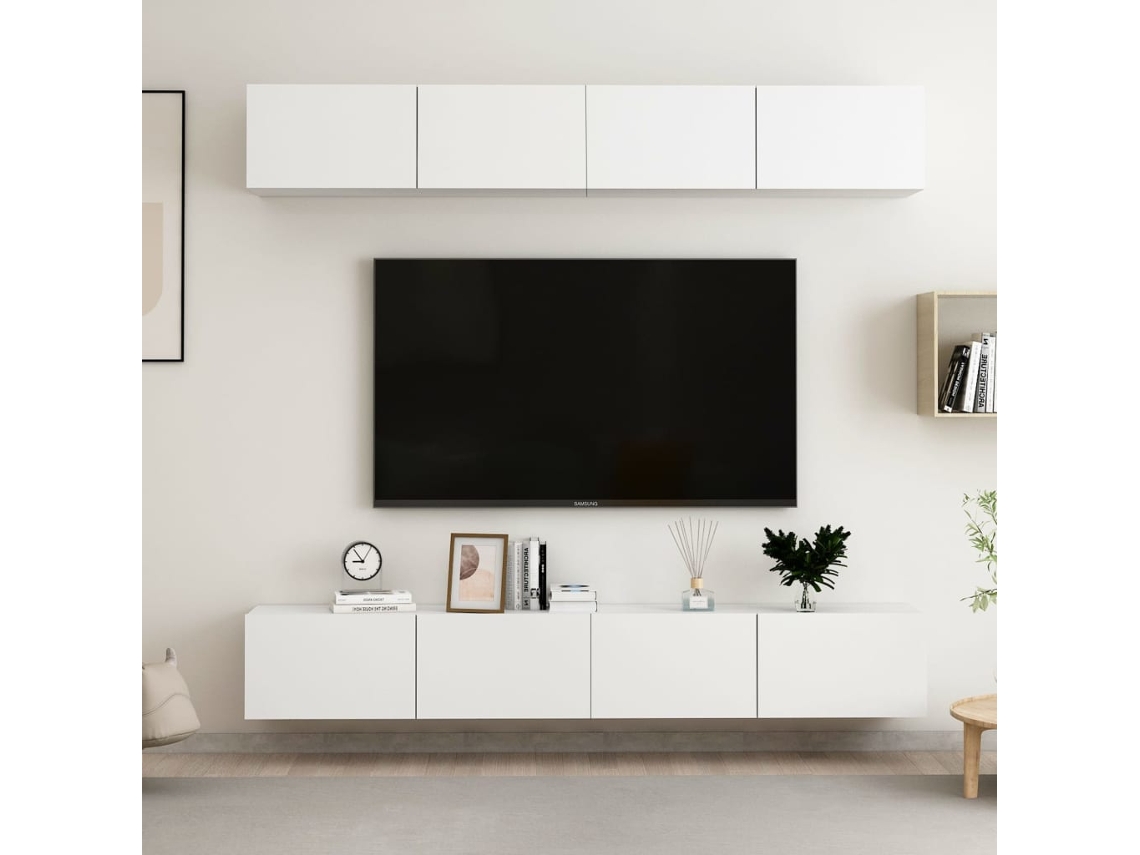 Estantería/Muebles de TV 4 Pzs 100X30X30 Cm Contrachapado Blanco
