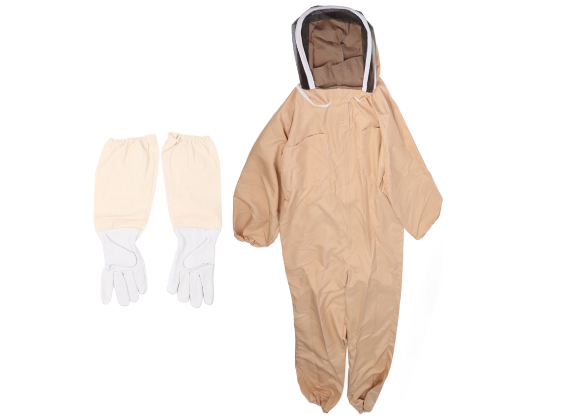 Traje Completo De Apicultura De Lona Con Guantes Protectores Para Hombres Y Mujeres, Color Marrón Claro.