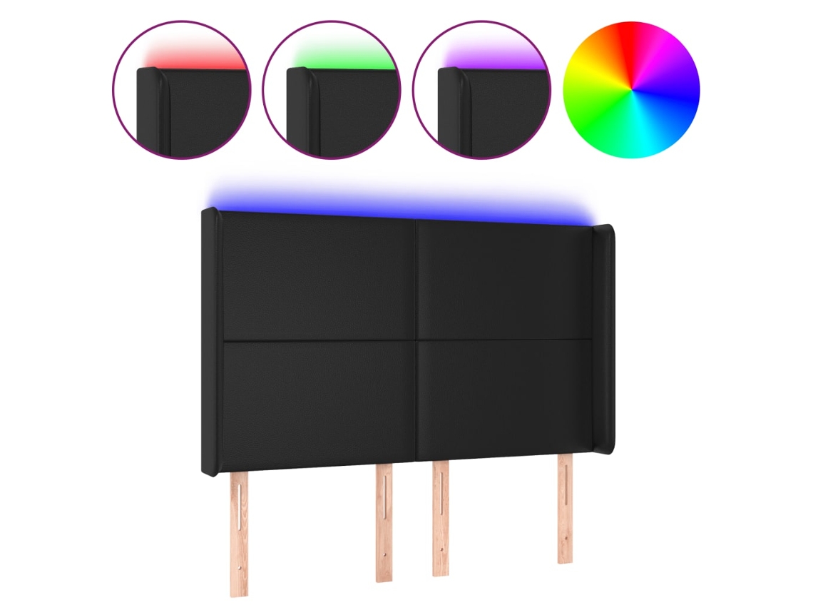 Maison Exclusive - Cabecero Con Led Cuero Sintético Negro 147x16x118/128 Cm