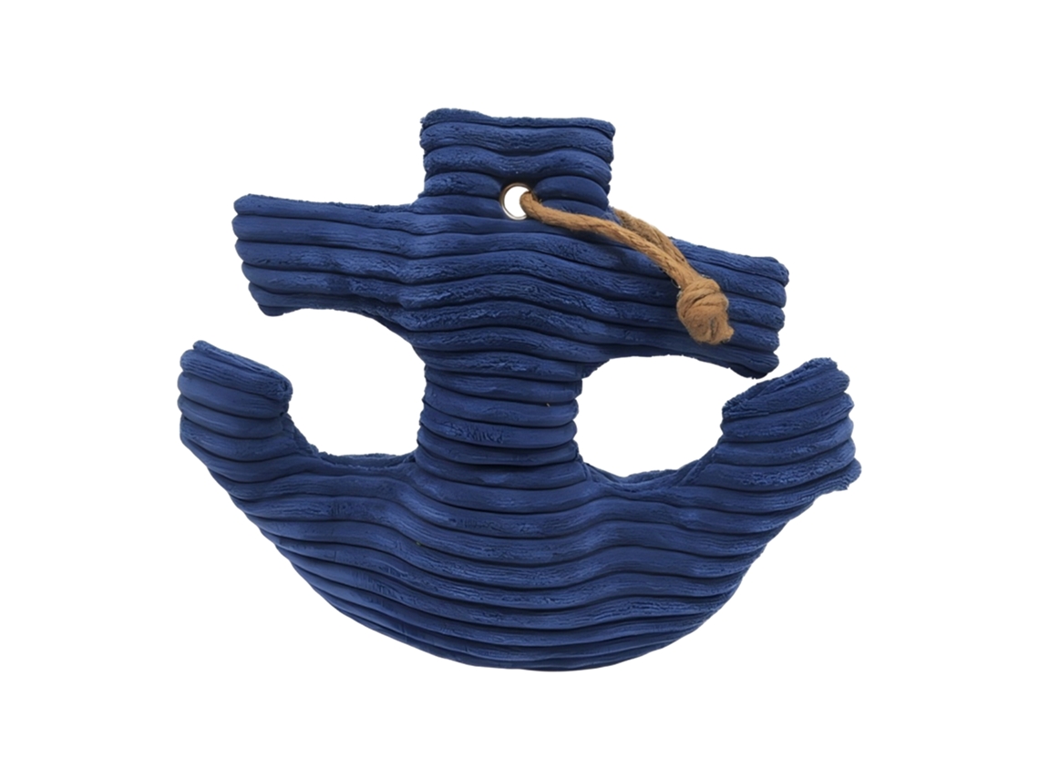 Relaxdays Tope Para Puertas Anker, Tope Decorativo, Arena, Algodón, Puf De Suelo, Hbt: 38 X 42 X 28 Cm, Azul Marino