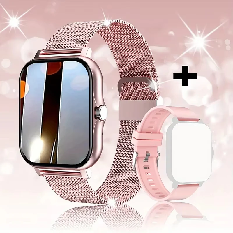 Reloj Inteligente Digital Rosa Ml Pink Pantalla Táctil Completa Para Deportes Y Fitness Con Bluetooth Y Llamadas.