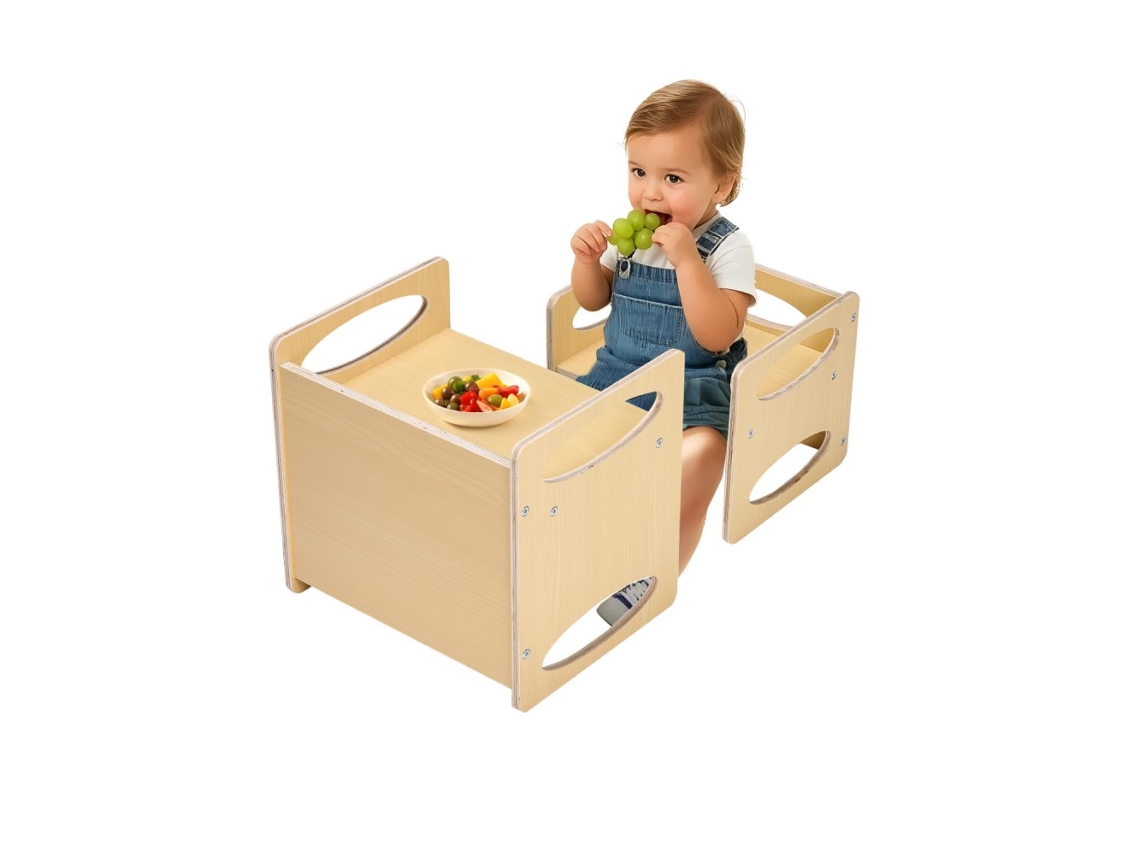 Juego de muebles infantiles Montessori de madera ajustables y seguros de Tekmaquinas