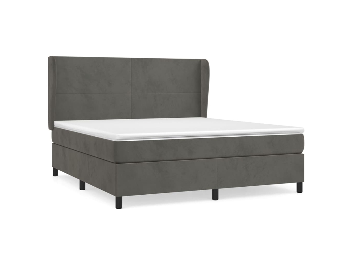 Maison Exclusive - Cama Box Spring Con Colchón Terciopelo Gris Oscuro 180x200 Cm