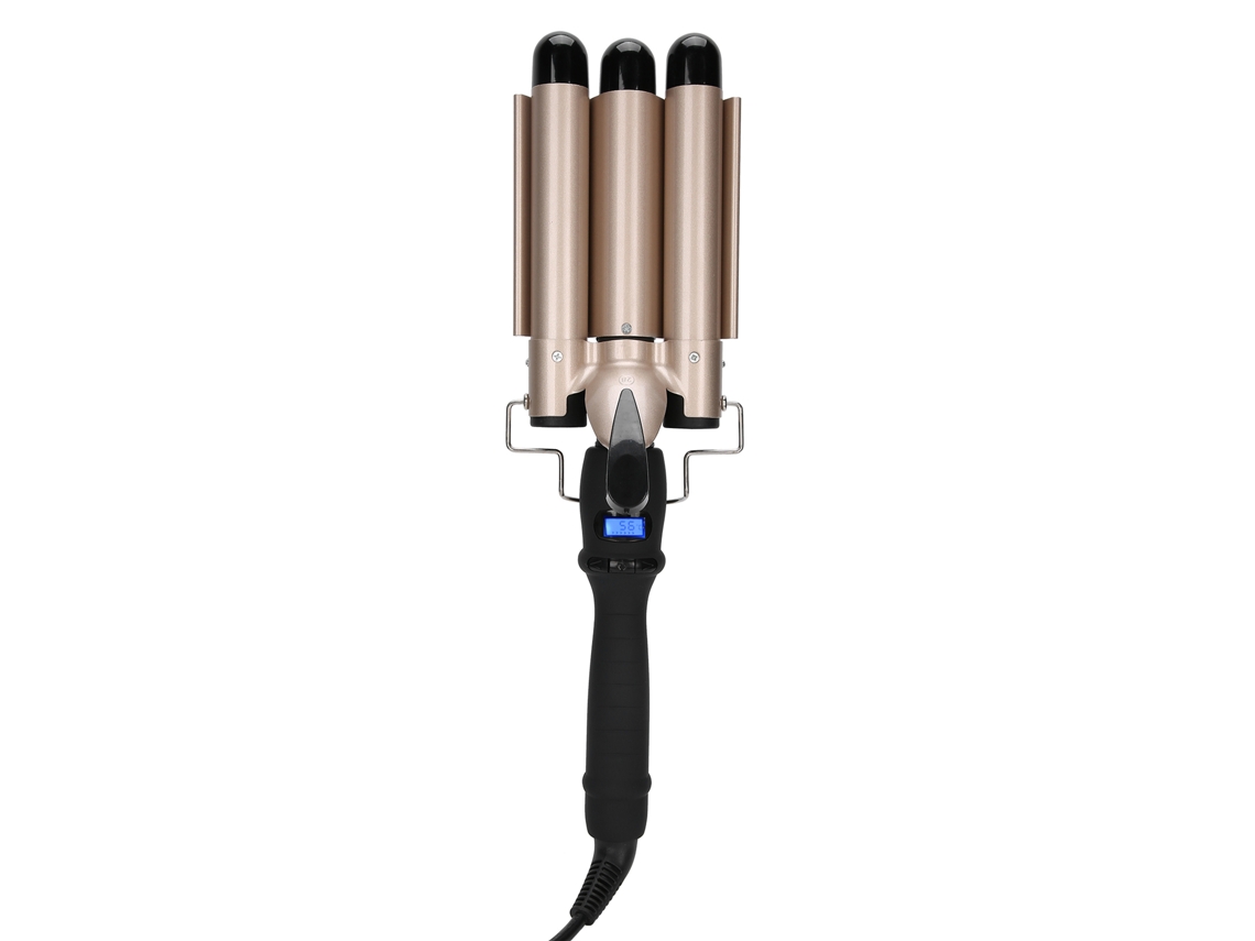 Plancha De Rizado 3 Barras Rizadora De Cabello Wavy Herramienta De Peinado 28mm 110-240v Plug Us Oro