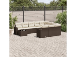 Conjunto de sofá de jardín de 11 piezas con cojines de mimbre marrón de DKD Home Decor
