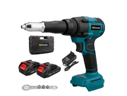 Remachadora eléctrica inalámbrica, 20 000 N de fuerza, 720 W de potencia, incluye 2 baterías y estuche de plástico OEM.
