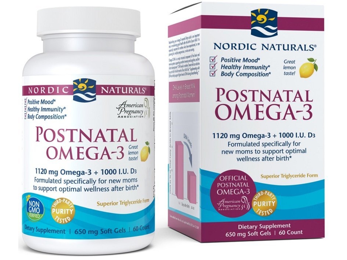 Omega-3 Postnatal Limón 1120 Mg 60 Cápsulas Blandas NORDIC NATURALS