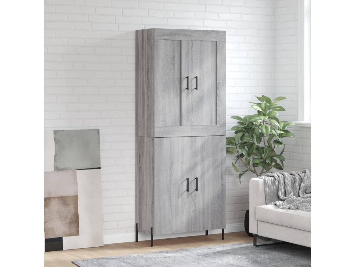Aparador | Armario alto 69,5 x 34 x 180 cm, derivados de madera, gris Sonoma