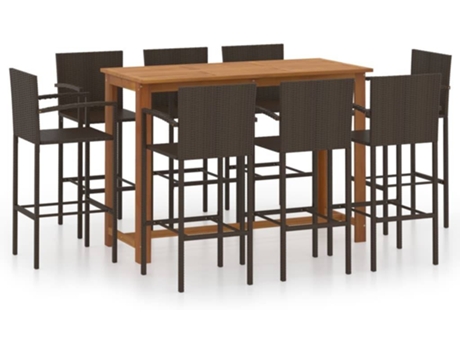 Conjunto 9 Conjunto de bar para jardín VIDAXL marrón