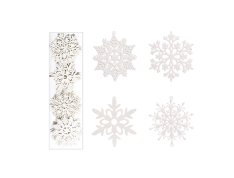Conjunto de Adornos de Navidad ZMDECQNA Uds Adornos Copos Nieve Purpurina Colgante Decoración Plástico Blanco - 40un (41x10x10cm)