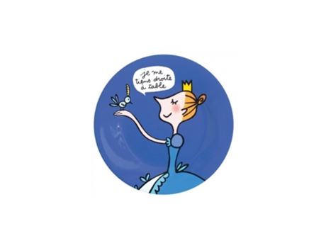 Lote de 6 Platos PETIT JOUR Princesse Je Me Tiens Droite (Azul - Melamina - 20 x 20 x 1 cm)