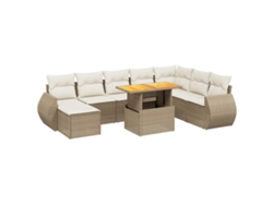 Maison Exclusive - Set De Sofás De Jardín 9 Pzas Con Cojines Ratán Sintético Beige