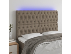 Cabecero Con Luces Led Tela Gris Taupe 144x7x118/128 Cm