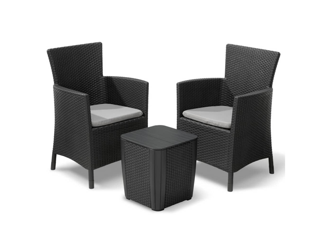 Conjunto 3 Muebles De Jardin KETER Gris Plástico