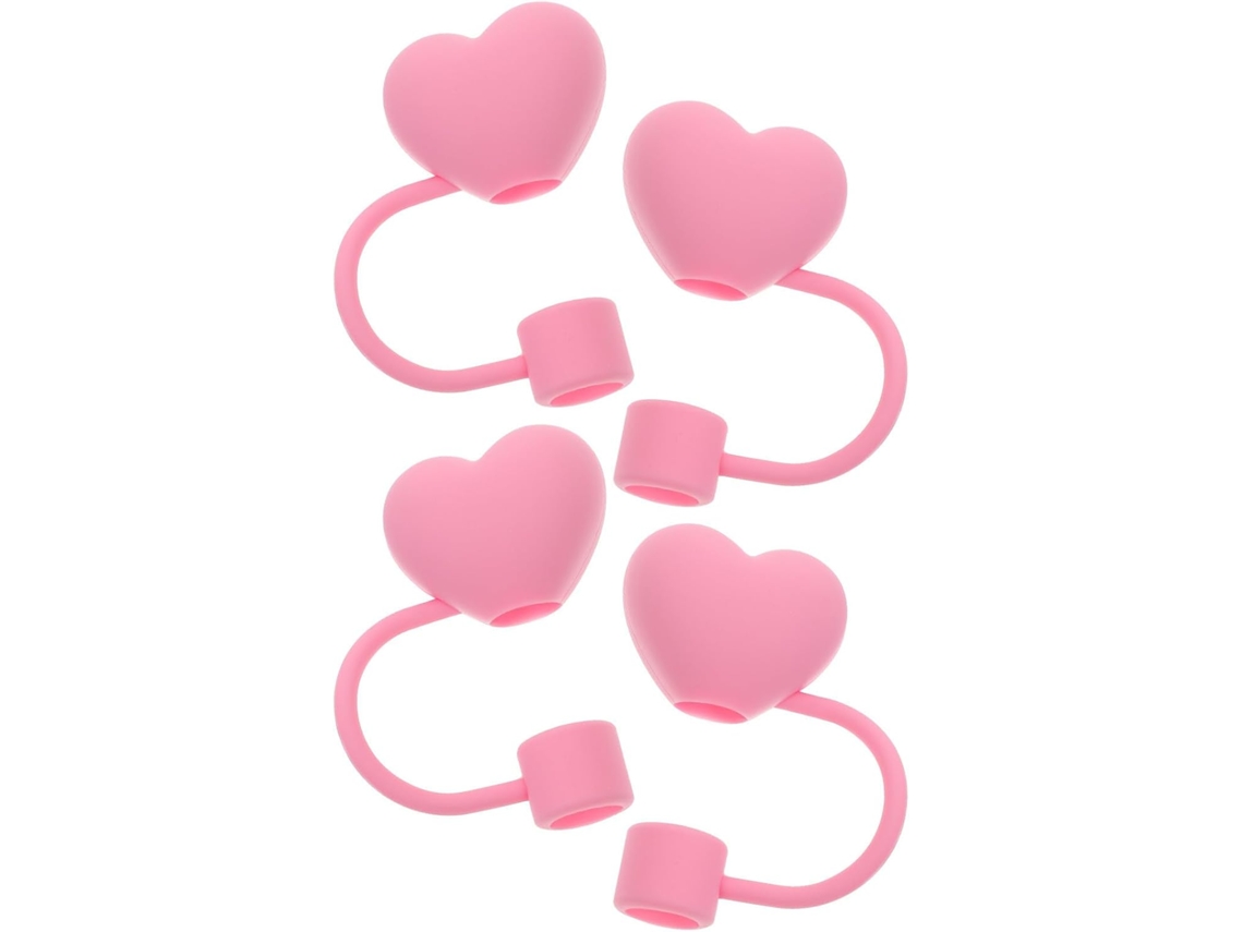 Pvc 4 Tapones De Pajita Con Forma Corazón