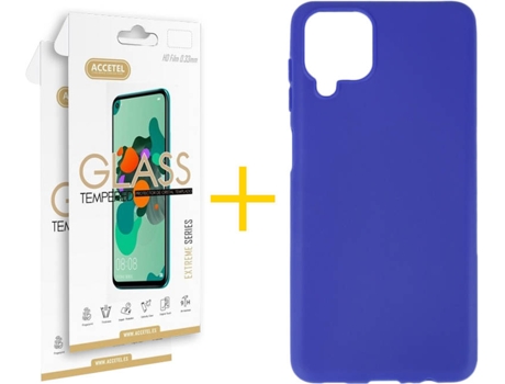 Kit Funda + 2 Protectores de Pantalla Samsung Galaxy M12 ACCETEL Liso (Azul)