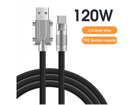Cable Usb Carga Rápida Tipo Indicador Led para Huawei, Samsung, Xiaomi Silicona Líquida Negro