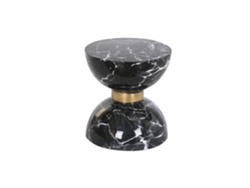 Mesita Auxiliar Hierro Simil Marmol Negro 33x33x35cm