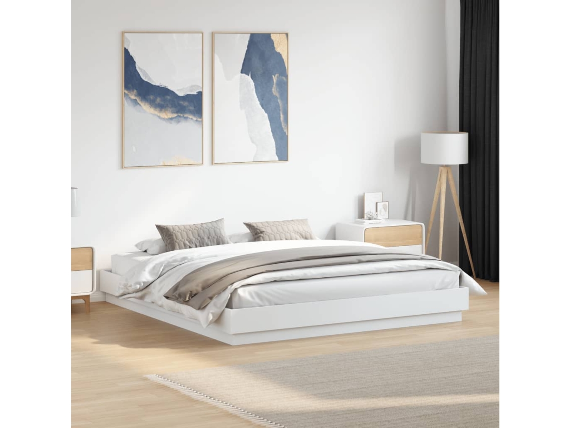 Estructura De Cama Con Luces Led Blanco 200x200 Cm
