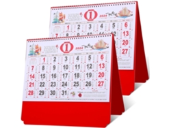 2 Piezas De Calendario Mural Chino Tradicional Del Año Del Dragón Rojo Con Símbolos Dorados
