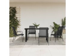 Juego de comedor de jardín de 5 piezas, acero y textileno negro, Dkd Home Decor