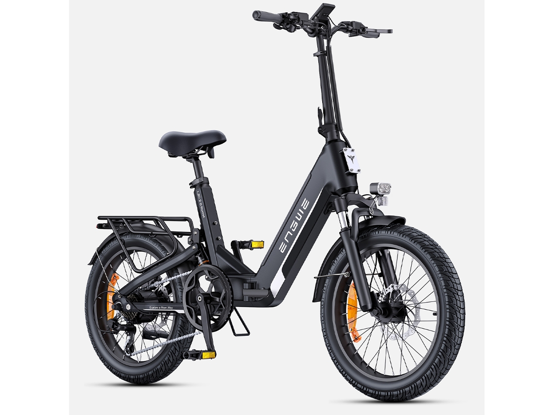 Bicicleta eléctrica compacta Engwe L20 3.0 Boost con neumáticos anchos de 20 pulgadas y un motor de 250 W, equipada con una batería de 48 V y 13,5 Ah.