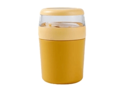 Recipiente De 500 Ml Para Avena Nocturna, Taza Para Avena Con Tapa Y Cuchara Para Uso Doméstico, Amarillo