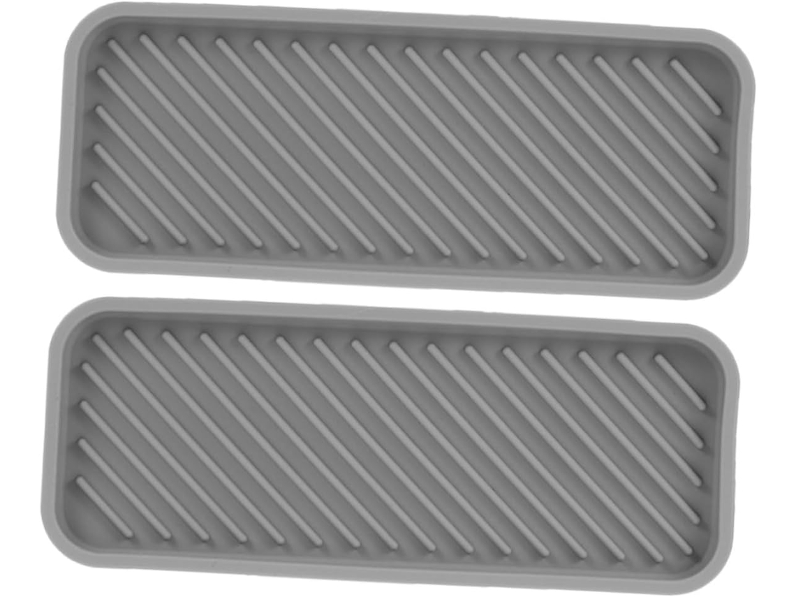 2 Plateaux Salle Silicone Antidérapants Imperméables Compacts Brosse Dents Dentifrice Cosmétique Organisateur