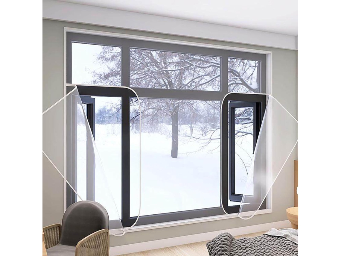 Lámina Aislante Térmica Para Ventanas, Lámina Transparente Antifrío Kit De Aislamiento Ventanas Con Tira Ad...