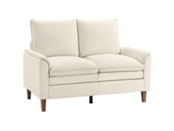 Sofá 146cm, Tela Doble, Cojines, Asiento Profundo, 146x84x95cm, Crema
