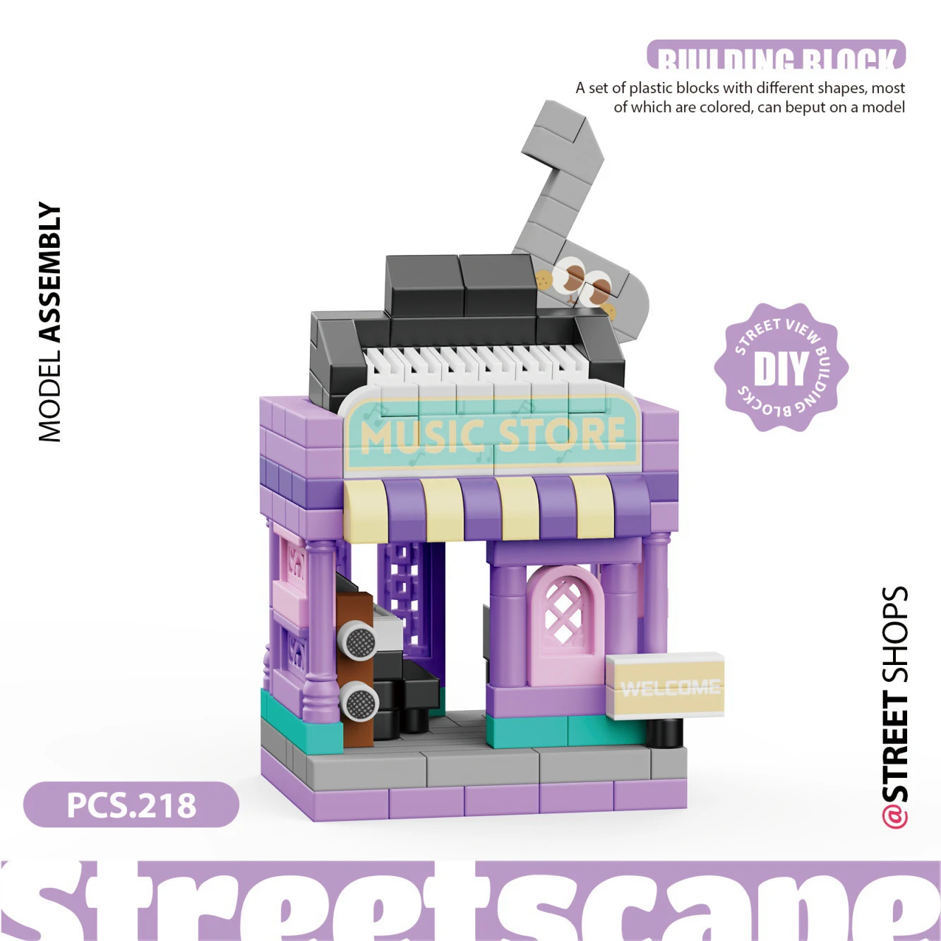 (sala De Conciertos) Creative Nano Block Street Scene, Juguetes De Bloques En Miniatura, Construir Bloques De Construcción