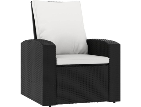 Sillón reclinable de jardín con cojines ratán sintético VIDAXL negro