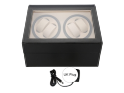 Caja giratoria automática para 4 relojes automáticos con espacio para 6 correas - Negra