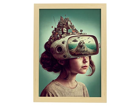 NACNIC Poster Proyector Mental En Estilo Surrealismo Cinematográfico Ilustraciones Y Grabados De Historieta Abstracta Y Artística A3 Marcos Madera