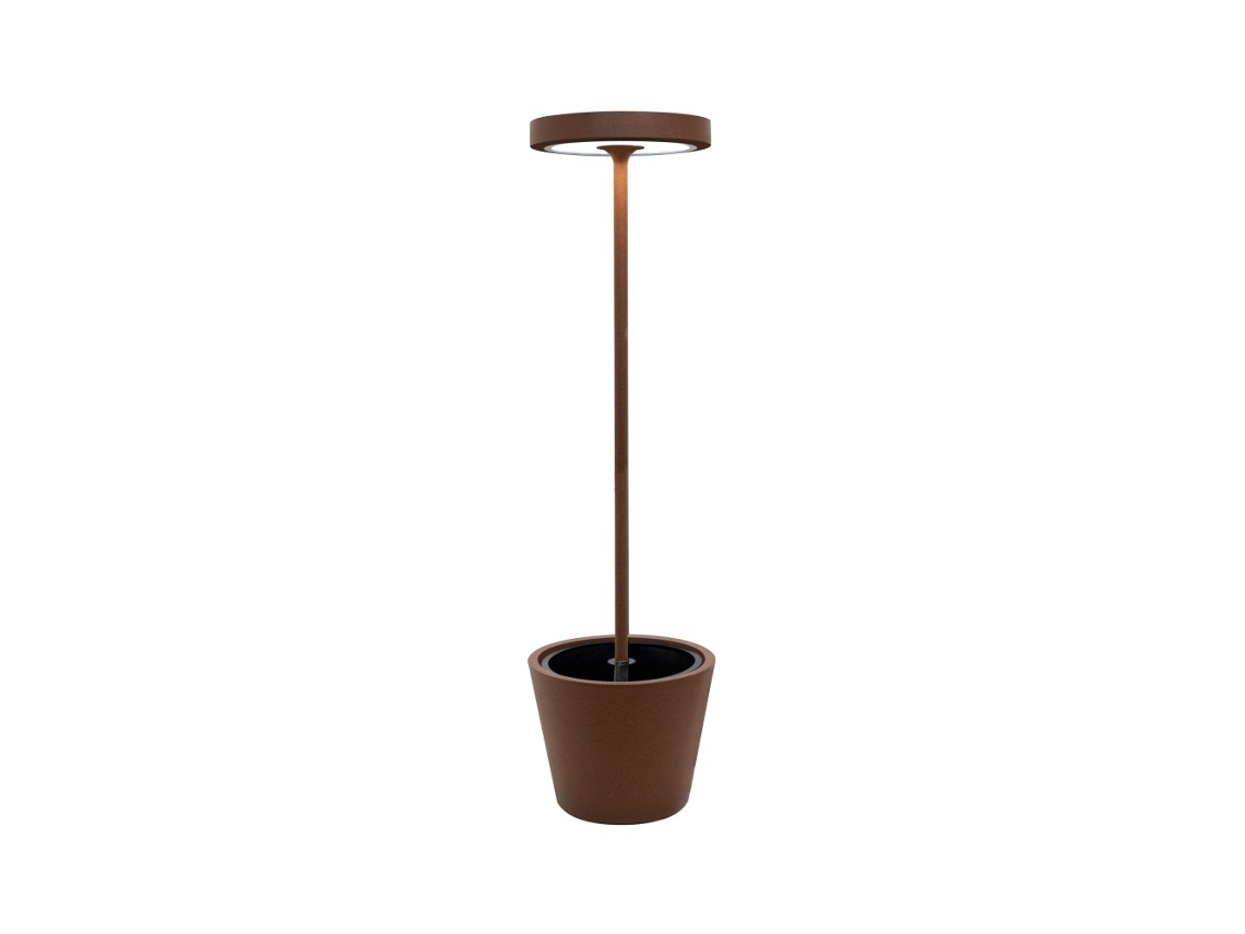 Lámpara de pie solar Poldina Reverso Solar L Corten LED recargable de 11,7 W para exterior e interior, altura 156 cm, Zafferano