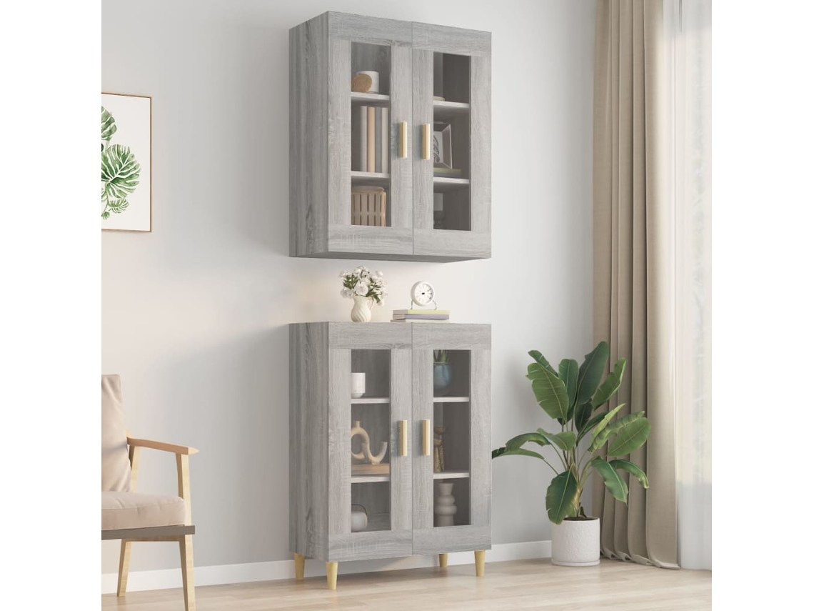 Armario De Pared Colgante Gris Sonoma 69,5x34x90 Cm