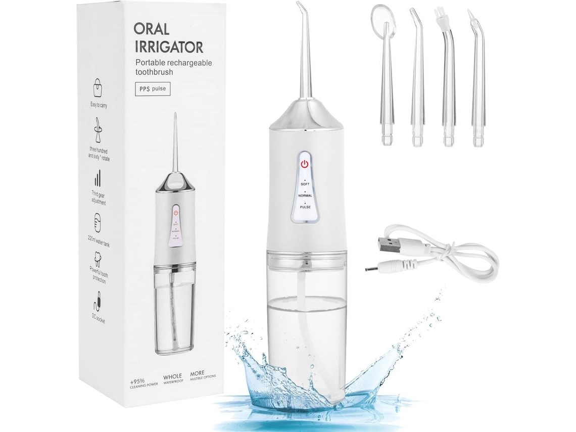 Irrigador Oral Fio Dental Profissional Portátil para Limpeza dos Dentes e Remoção de Manchas Brancas GERTIZ