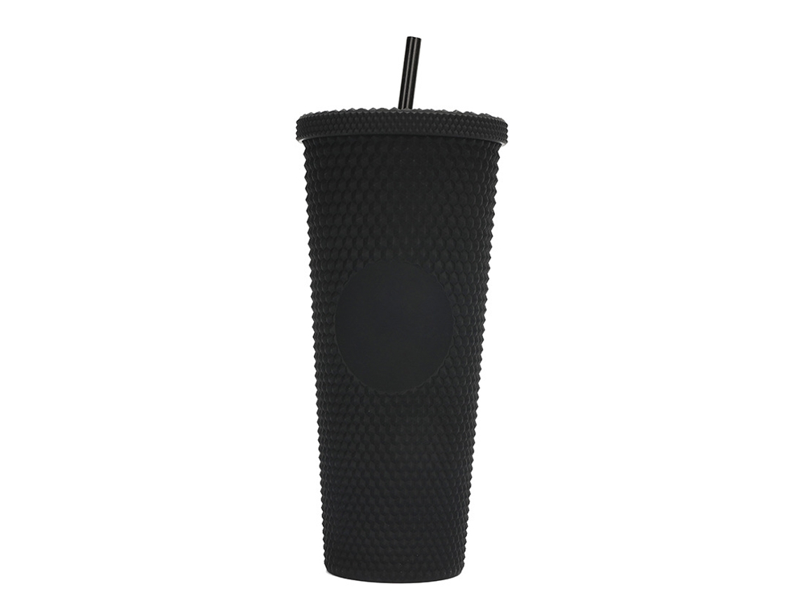 Vaso de plástico de 710 ml con tapa y pajita, vaso reutilizable para café helado y batidos JEIIBRZUI