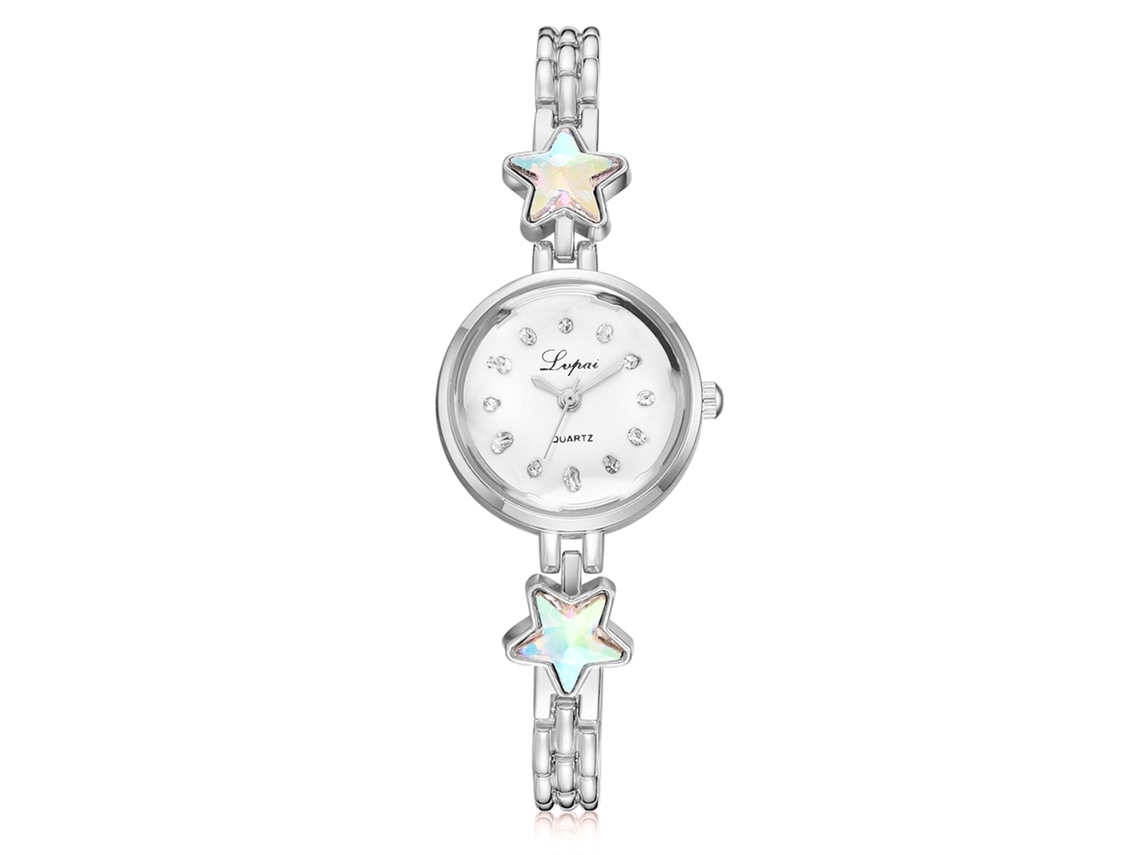 Pulsera De Cuarzo Con Diseño De Estrella De Cinco Puntas Para Mujer De Lvpai, Color Blanco Plateado.