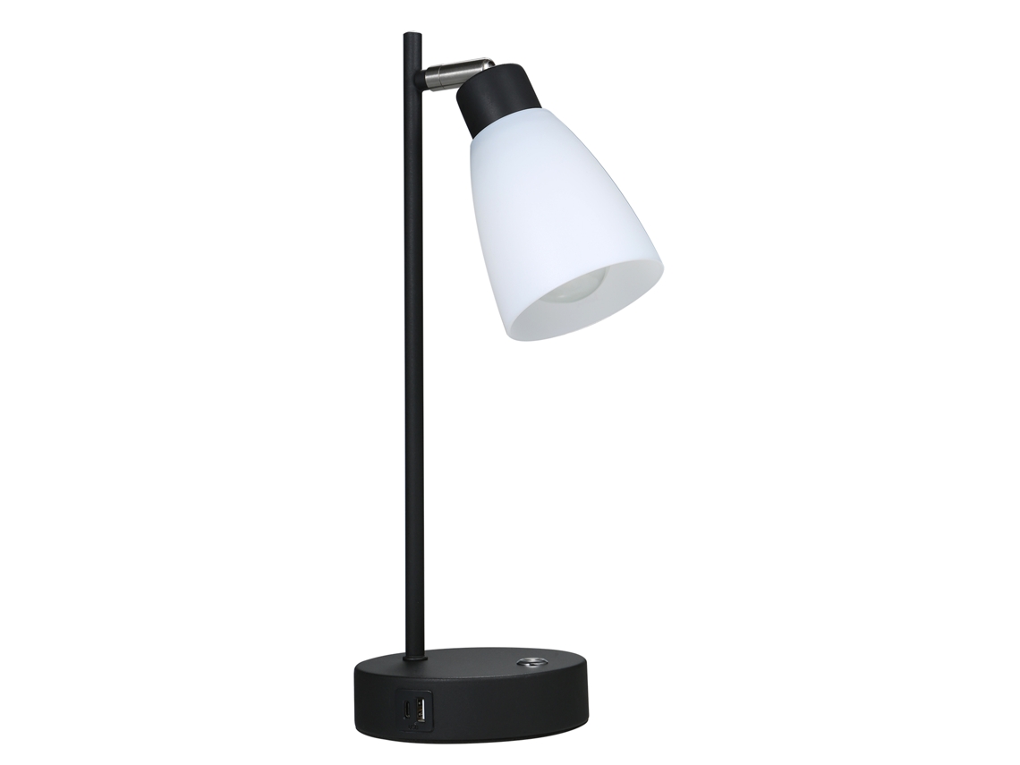 Lámpara De Mesa Industrial Con 1 Puerto Carga Tipo C Y Usb. Brillo Regulable Sin Escalonamientos.