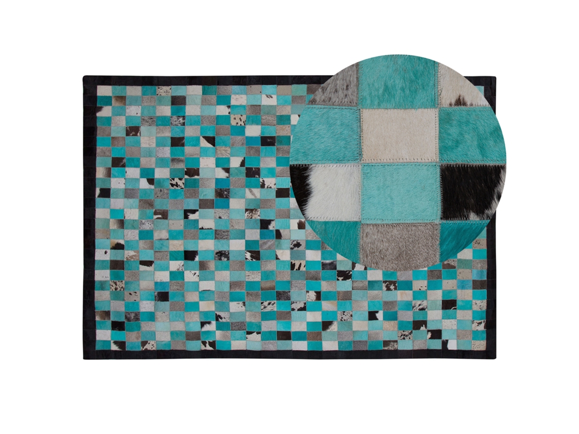 Alfombra de pelo corto BELIANI Nikfer de Piel Azul 140x200