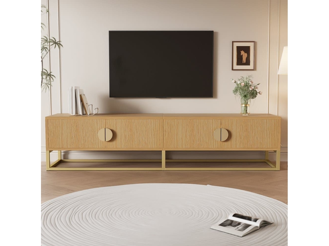 Mueble Tv 180 Cm - Moderno, 4 Puertas, Con Manijas Redondeadas - Madera