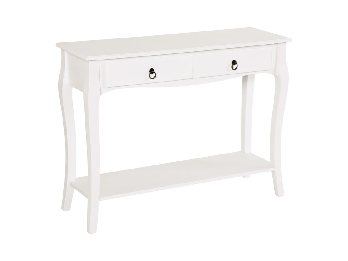 VPMKP - Consola Homcom Con Cajones Y Estante, 100x33x75 Cm, Blanco Brillante.