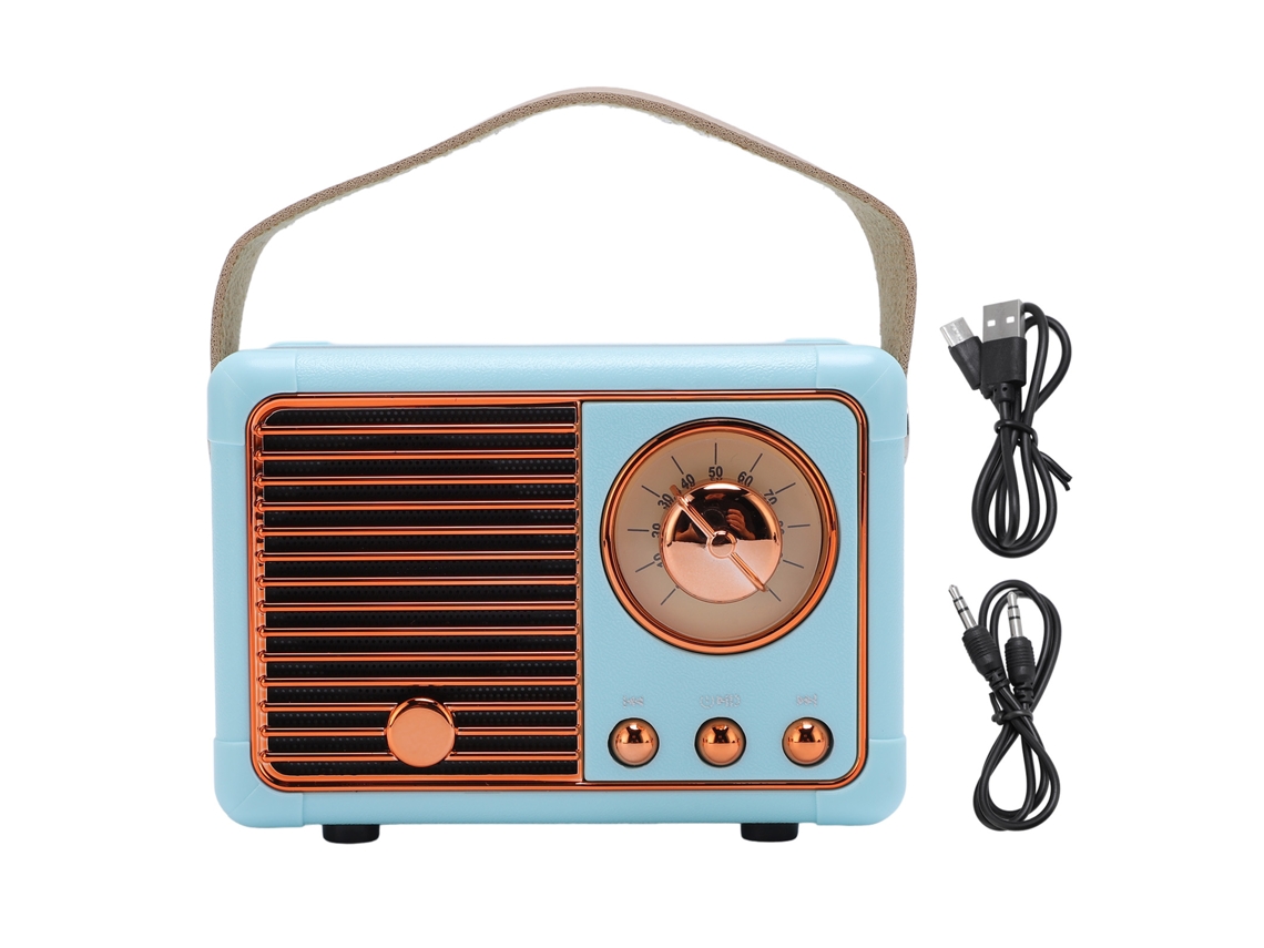 Caixa De Som Retro Portátil Bt Sem Fio Para Reuniões Em Casa E Hiking Ao Ar Livre Hm11 Azul