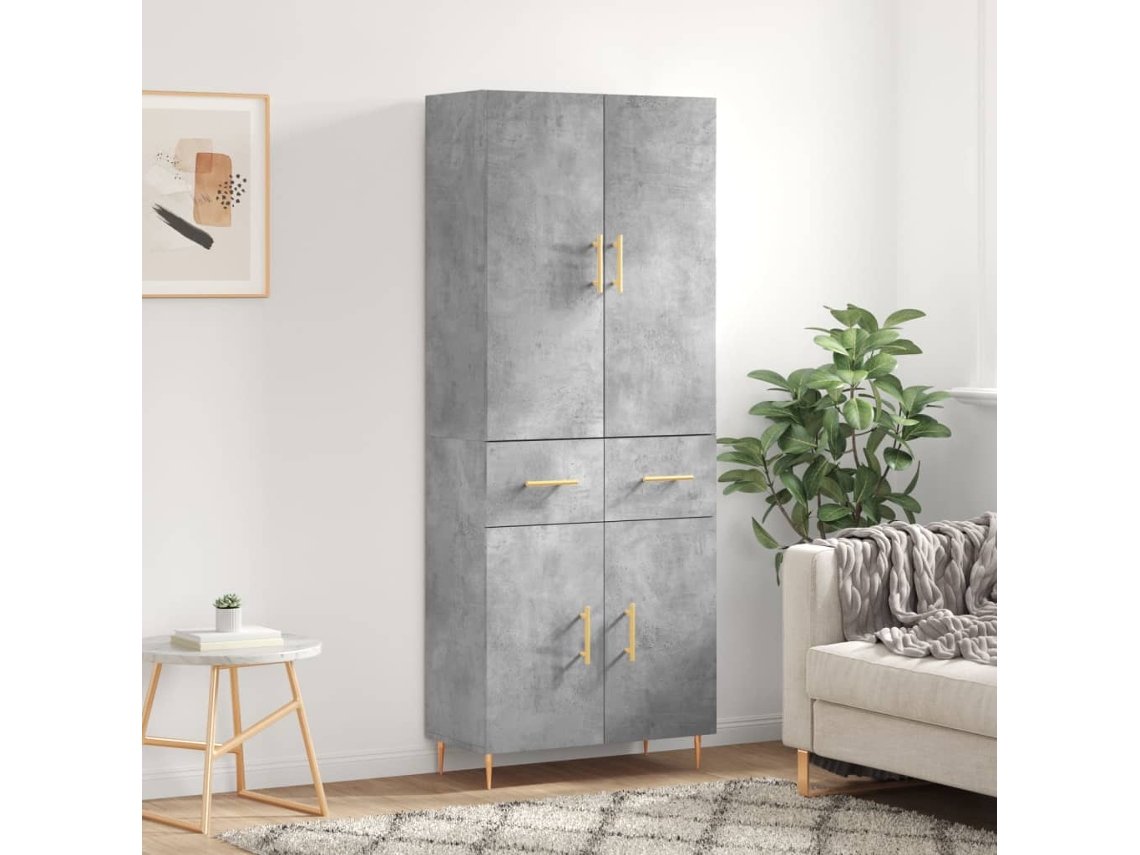 Aparador Alto Madera Contrachapada Gris Hormigón 69,5x34x180 Cm