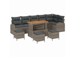 Maison Exclusive - Conjunto de sofás de jardín con cojines, 10 piezas, gris