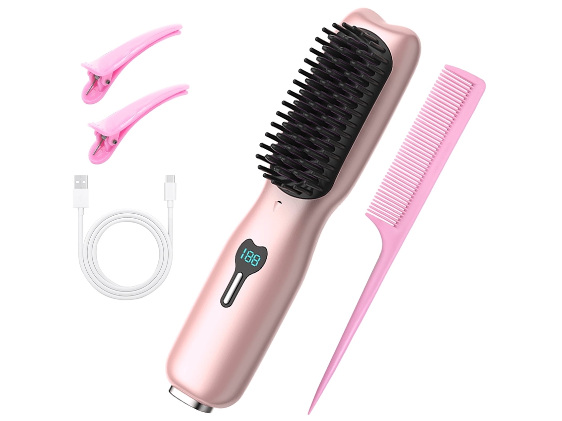 Plancha de pelo inalámbrica, portátil, con carga USB, peine eléctrico, recargable, Chaberlu