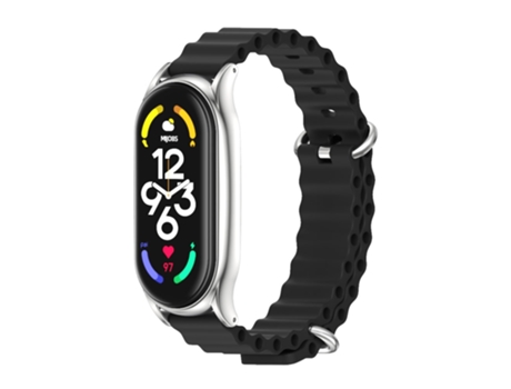 Correa de reloj inteligente para Xiaomi Mi Band 6/5/4/3 MIJOBS PLUS Correa de reloj transpirable de silicona marina (negro plateado)