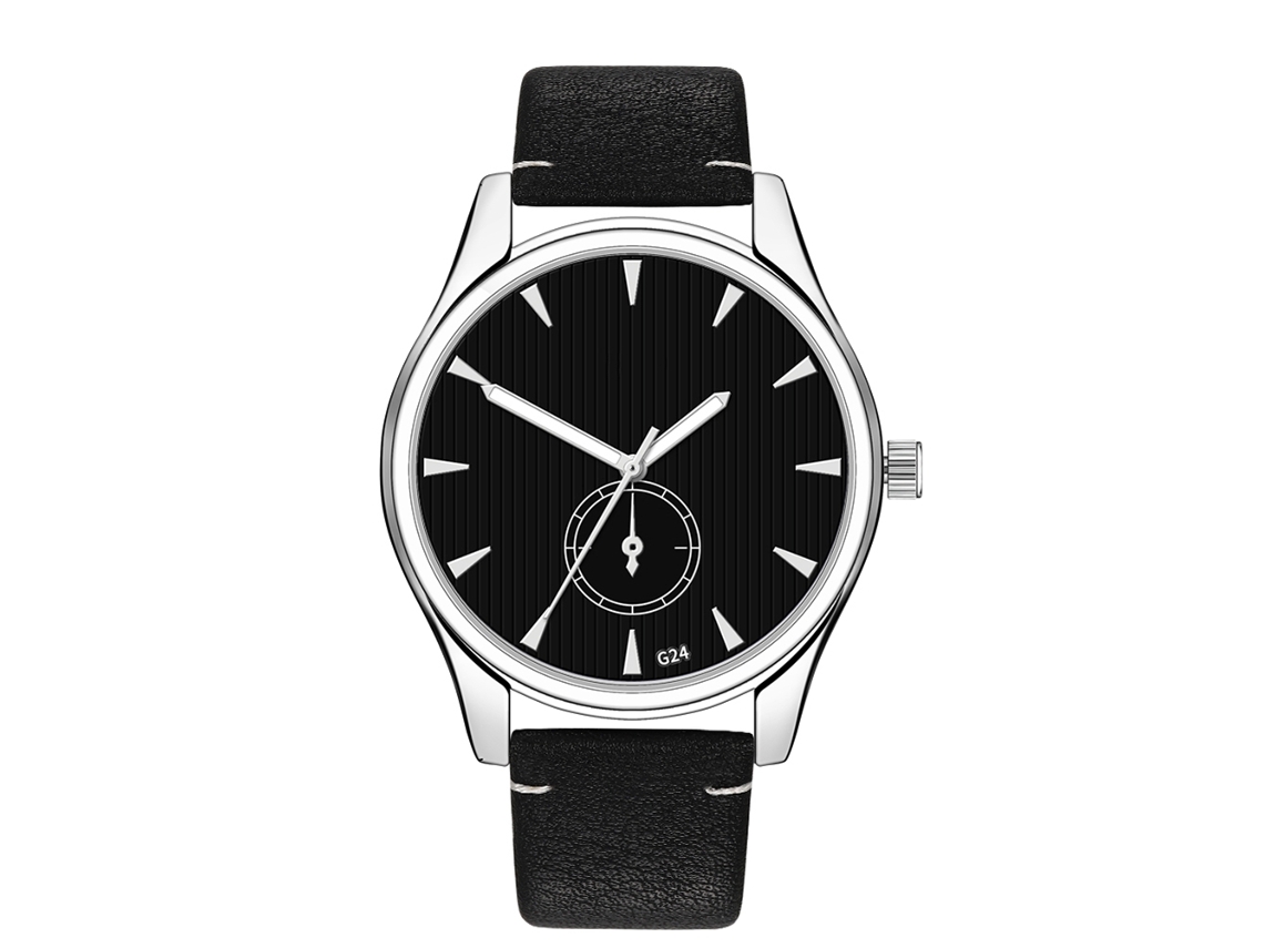 Reloj De Pulsera Analógico De Cuarzo Para Hombre Con Correa De Pu Negra.